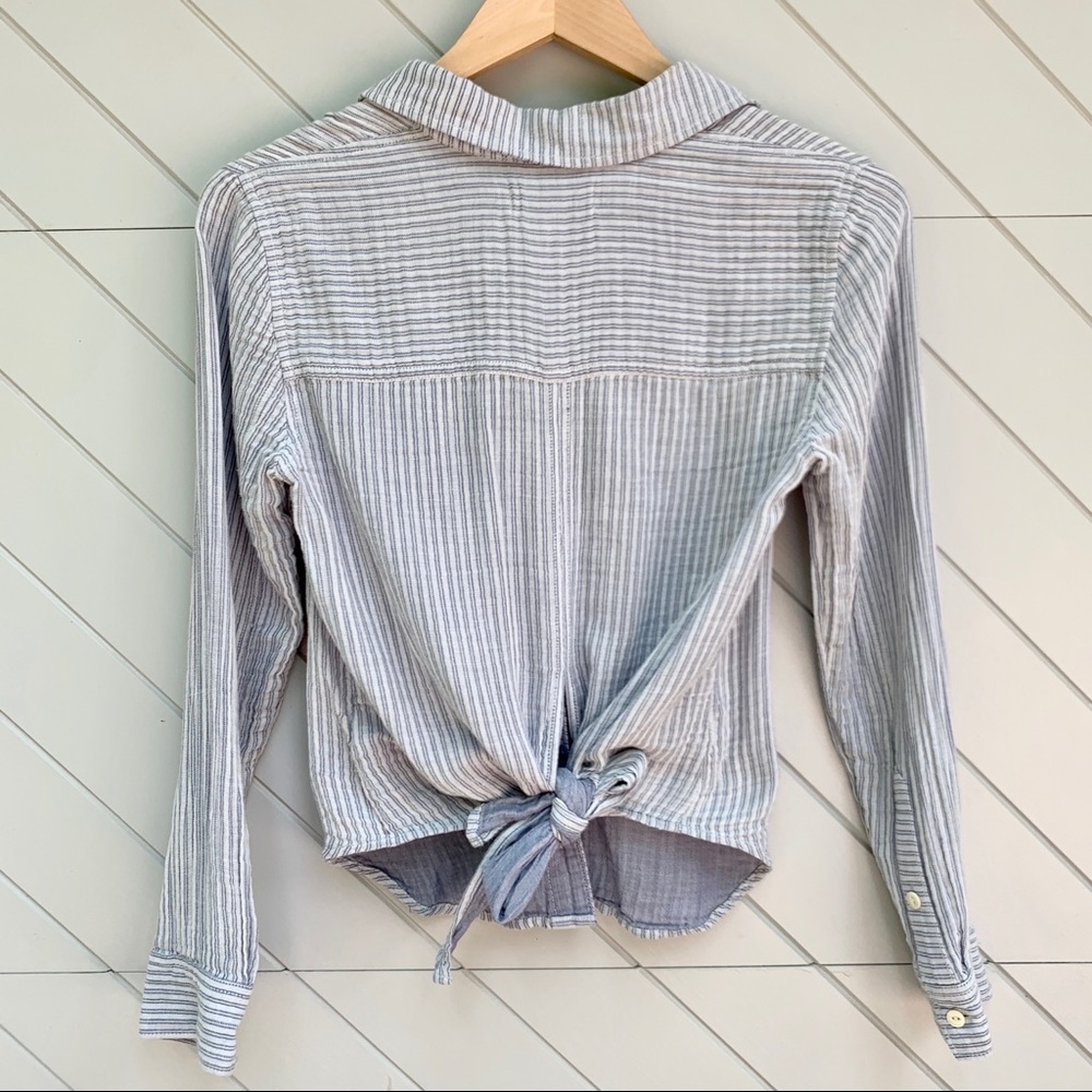 Madewell Striped Linen Tie Shirt - Picture 4 of 5